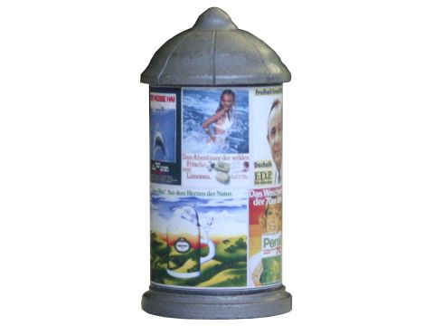 Beli-Beco Litfaß-Säule mit 6 Klebebildern der 40er – 90er Jahre -  - 38mm - H0 / 1:87 (118981)