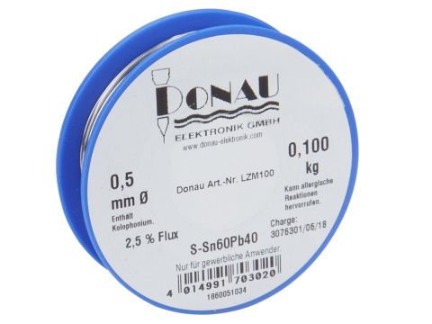 Donau Elektronik Lötzinn - Ø 0,5 mm - (60%Sn, 38%Pb, 2%Cu) - 100g (DOLZM100)