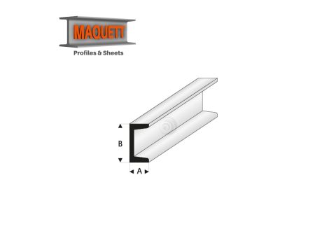 Maquett Styrene Profile - C-Profil - Länge: 330mm - Weiß - 2,0x4,0mm/0.08x0.156"  (412-55-3-v)