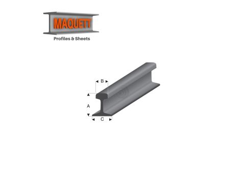 Maquett Styrene Profile - Gleisprofil G 1:22,5 - Länge: 330mm - Weiß - 8,60x7,40mm (460-58-3-v)