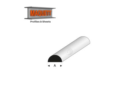 Maquett Styrene Profile - Halb Rundstab - Länge: 330mm - Weiß - 2,0mm/0.08" (401-54-3-v)