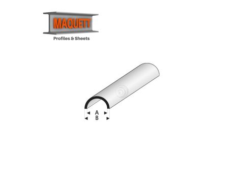 Maquett Styrene Profile - Halbrund holh - Länge: 330mm - Weiß - 6,0x8,0mm/0.236x0.312" (403-57-3-v)