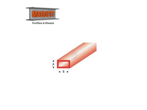 Maquett Styrene Profile - Recheckrohr - Länge: 330mm - Transparant Rot - 2,0x4,0mm/0.080x0.156" (442-53-3-v)