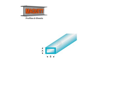 Maquett Styrene Profile - Recheckrohr - Länge: 330mm - Transparant Blau - 2,0x4,0mm/0.08x0.156"  (445-53-3-v)