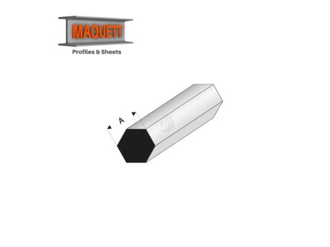 Maquett Styrene Profile - Sechseckig - Länge: 330mm - Weiß - 3,0mm / 0.118" (406-52-3-v)
