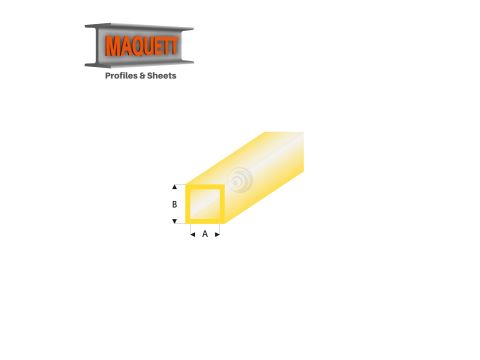 Maquett Styrene Profile - Vierkantrohr - Länge: 330mm - Transparant Gelb - 2,0x3,0mm/0.080x0.118" (432-53-3-v)