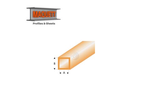 Maquett Styrene Profile - Vierkantrohr - Länge: 330mm - Transparant Orange - 2,0x3,0mm/0.08x0.118"  (433-53-3-v)