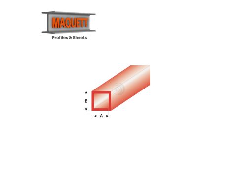 Maquett Styrene Profile - Vierkantrohr - Länge: 330mm - Transparant Rot - 5,0x6,0mm/0.197x0.236" (434-59-3-v)