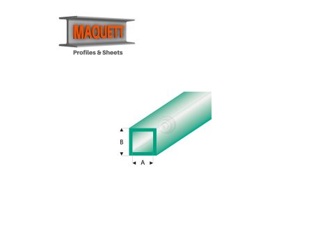 Maquett Styrene Profile - Vierkantrohr - Länge: 330mm - Transparant Grün - 2,0x3,0mm/0.08x0.118"  (436-53-3-v)