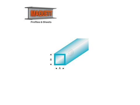 Maquett Styrene Profile - Vierkantrohr - Länge: 330mm - Transparant Blau - 2,0x3,0mm/0.08x0.118"  (437-53-3-v)