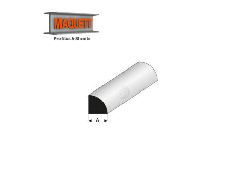Maquett Styrene Profile - Viertal Rundstab - Länge: 330mm - Weiß - 1,5mm/0.06"  (402-53-3-v)