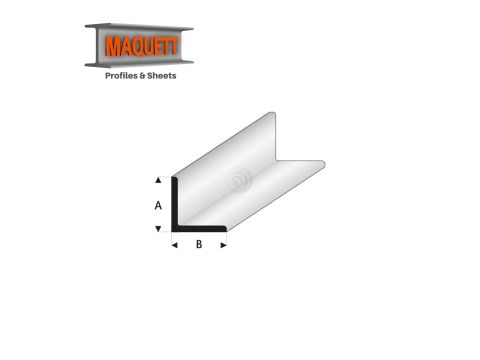 Maquett Styrene Profile - Winkelprofil geleichseitig A=B - Länge: 330mm - Weiß - 2,0x2,0mm/0.08x0.08" (416-52-3-v)