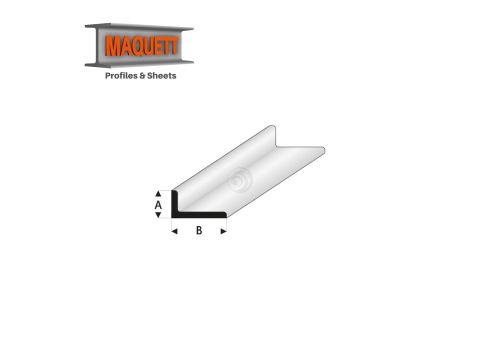 Maquett Styrene Profile - Winkelprofil ungeleichseitig A=0,5B - Länge: 330mm - Weiß - 1,53,0mm/0.06x0.118" (417-51-3-v)
