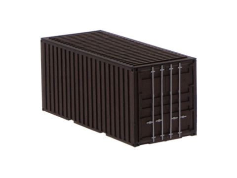 Unique Laser-Cut Bouwpakket - 20ft Container - licht grijs, donker grijs, bruin - L: 70mm x B: 28mm x H: 30mm - H0 / 1:87 (10-0004-04B)