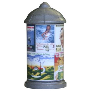 Beli-Beco Litfaß-Säule mit 6 Klebebildern der 40er – 90er Jahre -  - 38mm - H0 / 1:87 (118981)