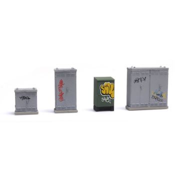 Artitec NL Schaltkästen mit Graffiti -  Fertigmodell aus Resin, lackiert             - H0 / 1:87 (AR387.376)