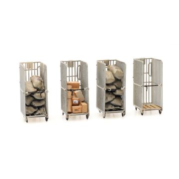 Artitec Post Rollcontainer (4x) -  Fertigmodell aus Resin, lackiert - H0 / 1:87 (AR387.446)