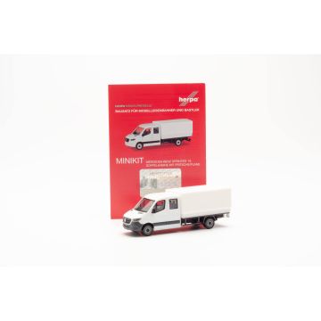 Herpa Mercedes Benz Sprinter D.k. + Prit./Plane, weiß (Minikit) - H0 / 1:87 (H013499)