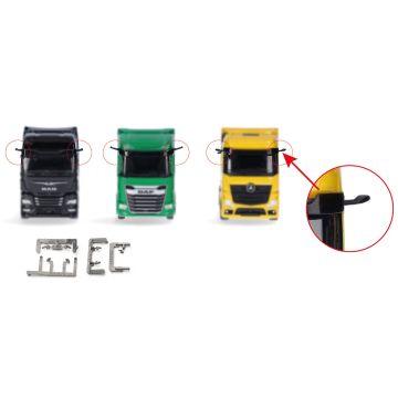 Herpa MB Actros L, MAN TGX, DAF XG/XG+ Spiegel-Kamera (3x 5 St.) - H0 / 1:87 (H054447)