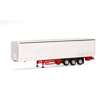 Herpa Gardinenplanenauflieger mit Bordwänden, weiß/rot - H0 / 1:87 (H076944-002)