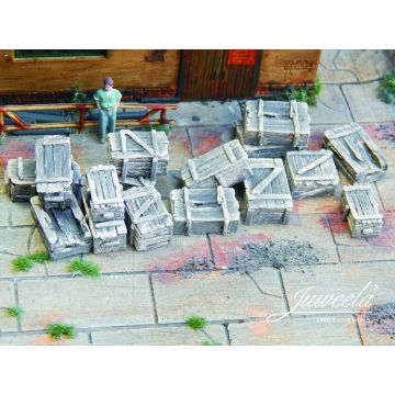 Juweela alte Holzkisten dunkel - Dunkel - 16x - H0 / 1:87 (JW28305)