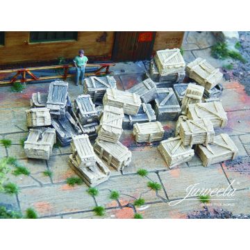 Juweela alte Holzkisten dunkel - hell und dunkel - 16x + 16x - H0 / 1:87 (JW28307)