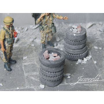 Juweela CHECKPOINT REIFENBARRIERE M. ZUBEHÖR - GRAU -  - 1:35 (JW23426)