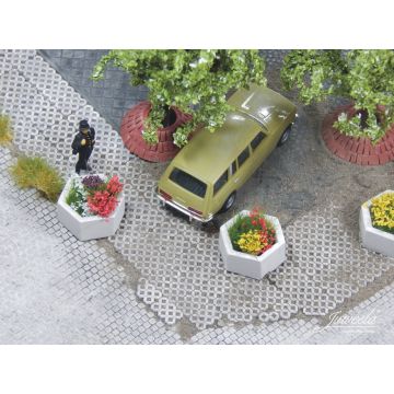 Juweela Pflanzkübel Beton, 6Eck - 5x - H0 / 1:87 (JW28254)
