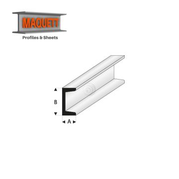 Maquett Styrene Profile - C-Profil - Länge: 330mm - Weiß - 1,252,5mm/0.050.10"  (412-53-3-v)