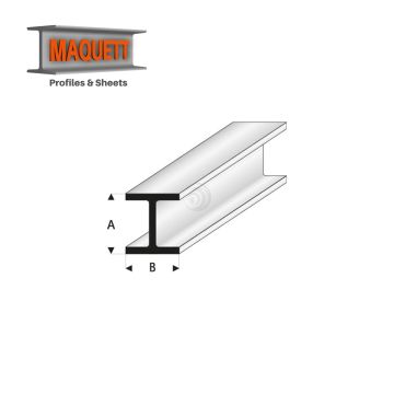 Maquett Styrene Profile - H-Profil - Länge: 330mm - Weiß - 7,0x7,0mm/0.2750.275" (415-60-3-v)