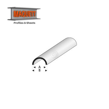 Maquett Styrene Profile - Halbrund holh - Länge: 330mm - Weiß - 1,53,0mm/0.06x0.118"  (403-52-3-v)