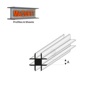 Maquett Styrene Profile - Kreuzverbinder - Länge: 330mm - Weiß - 1,0mm/0.04" (448-51-3-v)