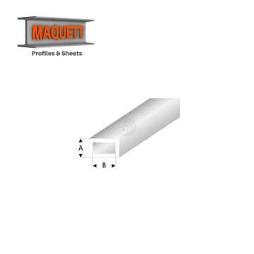 Maquett Styrene Profile - Recheckrohr - Länge: 330mm - Transparant Weiß - 3,0x6,0mm/0.118x0.236" (439-55-3-v)