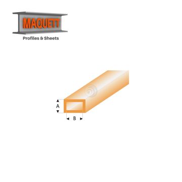 Maquett Styrene Profile - Recheckrohr - Länge: 330mm - Transparant Orange - 3,0x6,0mm/0.118x0.236" (441-55-3-v)