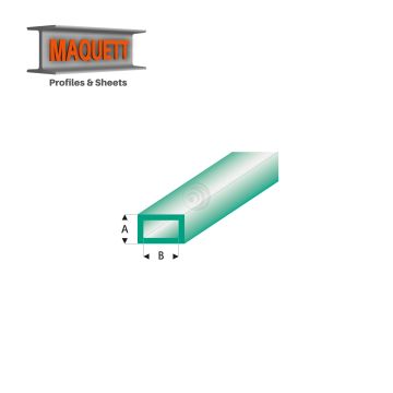 Maquett Styrene Profile - Recheckrohr - Länge: 330mm - Transparant Grün - 2,0x4,0mm/0.08x0.156"  (444-53-3-v)