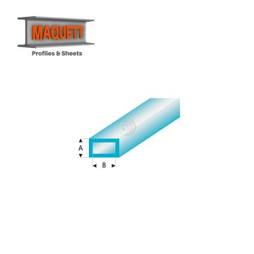 Maquett Styrene Profile - Recheckrohr - Länge: 330mm - Transparant Blau - 2,0x4,0mm/0.08x0.156"  (445-53-3-v)