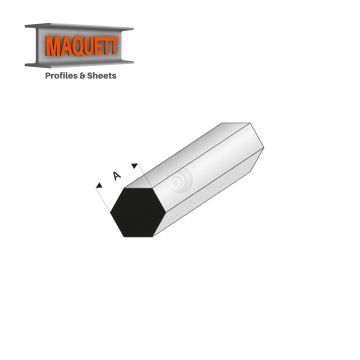 Maquett Styrene Profile - Sechseckig - Länge: 330mm - Weiß - 3,0mm / 0.118" (406-52-3-v)
