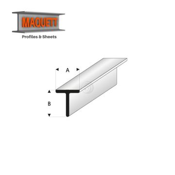 Maquett Styrene Profile - T-Profil - Länge: 330mm - Weiß - 2,0x2,0/0.08x0.08"     (413-52-3-v)