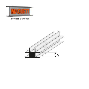 Maquett Styrene Profile - T-Verbinder - Länge: 330mm - Weiß - 1,0mm/0.04" (447-51-3-v)