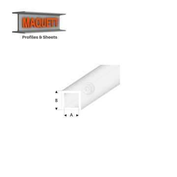 Maquett Styrene Profile - Vierkantrohr - Länge: 330mm - Transparant - 5,0x6,0mm/0.197x0.236" (430-59-3-v)