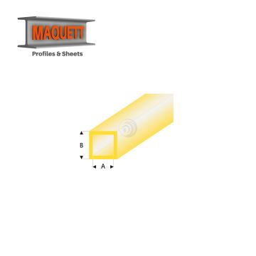 Maquett Styrene Profile - Vierkantrohr - Länge: 330mm - Transparant Gelb - 4,0x5,0mm/0.156x0.197" (432-57-3-v)
