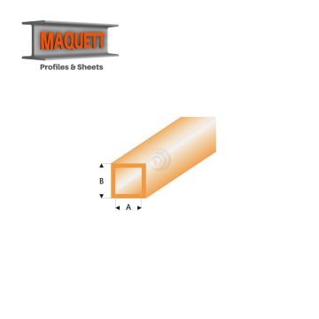 Maquett Styrene Profile - Vierkantrohr - Länge: 330mm - Transparant Orange - 2,0x3,0mm/0.08x0.118"  (433-53-3-v)