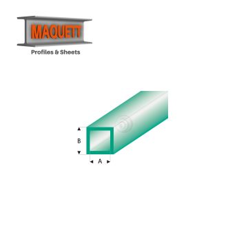 Maquett Styrene Profile - Vierkantrohr - Länge: 330mm - Transparant Grün - 4,0x5,0mm/0.156x0.197" (436-57-3-v)