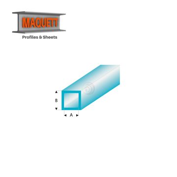 Maquett Styrene Profile - Vierkantrohr - Länge: 330mm - Transparant Blau - 2,0x3,0mm/0.08x0.118"  (437-53-3-v)