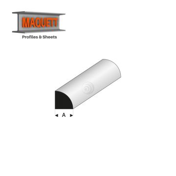 Maquett Styrene Profile - Viertal Rundstab - Länge: 330mm - Weiß - 2,0mm/0.08"  (402-54-3-v)
