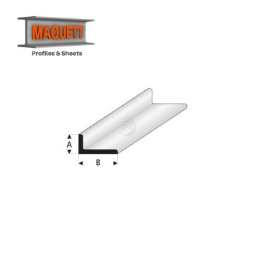 Maquett Styrene Profile - Winkelprofil ungeleichseitig A=0,5B - Länge: 330mm - Weiß - 1,53,0mm/0.06x0.118" (417-51-3-v)