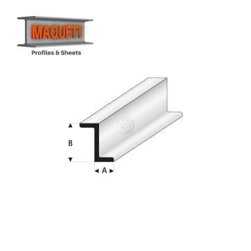 Maquett Styrene Profile - Z-Profil - Länge: 330mm - Weiß - 2,55,0mm/0.10x0.197" (418-52-3-v)